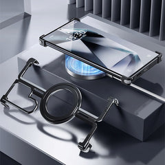Frameless Magnetic Metal Stand Case for Samsung S24 Series & S23 Ultra