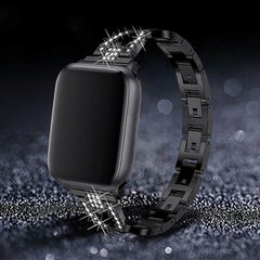 Adjustable Chain Length X-Shaped Faux Diamond Inlaid Watch Band