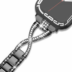 Adjustable Chain Length X-Shaped Faux Diamond Inlaid Watch Band