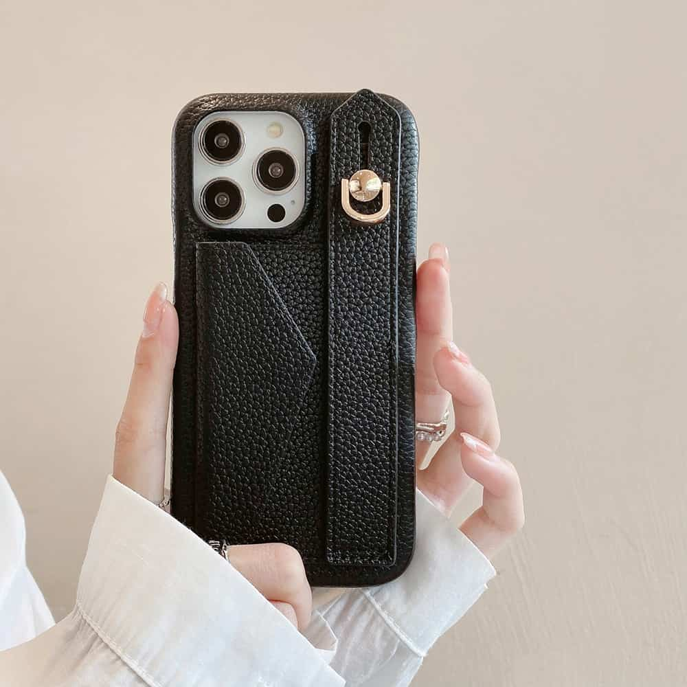 Wallet Card Holder Phone Case with Wrist Strap for iPhone 14 Series