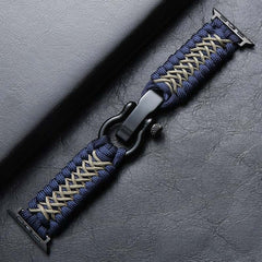 Dual-Color Nylon Double Braided Watch Band with Black Steel Buckle