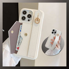 Wallet Card Holder Phone Case with Wrist Strap for iPhone 15 Series