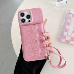 Wallet Phone Case with Lanyard and Mirror for iPhone 13 Series