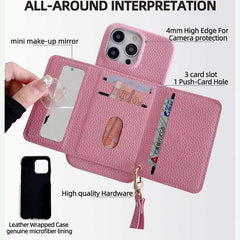 Wallet Phone Case with Lanyard and Mirror for iPhone 12 Series