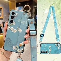 Crossbody Lanyard and Wrist Strap Silicone Phone Case for Samsung Galaxy S24 Series with Detachable Adjustable Strap