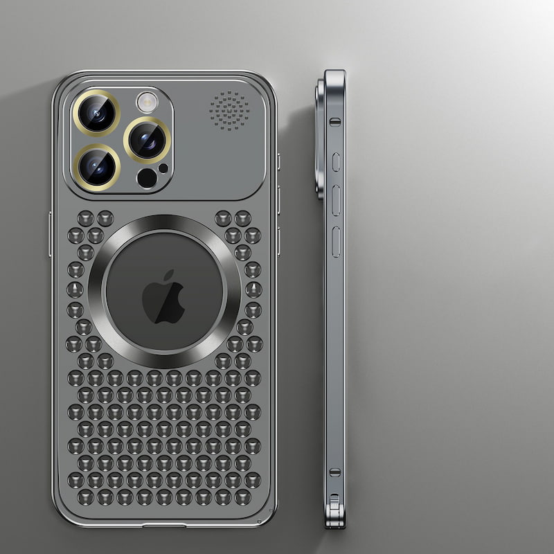 Aromatherapy Spring Loaded Metal Magsafe Aluminum Alloy  Case for iPhone 16 Series--Hollow Design Heat Dissipation