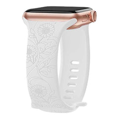 Engraved Pattern Silicone Watch Bands Straps with Butterfly Clasp