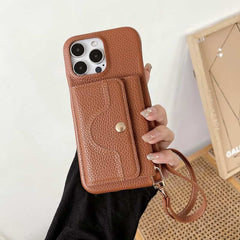 Wallet Phone Case with Lanyard and Mirror for iPhone 12 Series