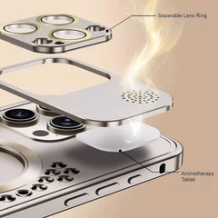 Aromatherapy Spring Loaded Metal Magsafe Aluminum Alloy  Case for iPhone 16 Series--Hollow Design Heat Dissipation