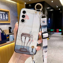 Crossbody Lanyard and Wrist Strap Silicone Phone Case for Samsung Galaxy S23 Series with Detachable Adjustable Strap