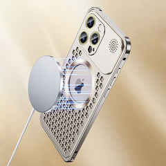 Aromatherapy Spring Loaded Metal Magsafe Aluminum Alloy  Case for iPhone 16 Series--Hollow Design Heat Dissipation
