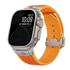 Titanium-colored Metal Connector Silicone Watch Band