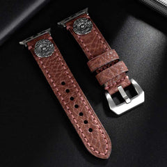 Handcrafted Vintage Leather Strap with Embossed Button Stud