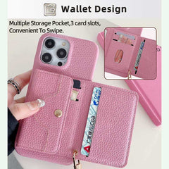 Wallet Phone Case with Lanyard and Mirror for iPhone 12 Series