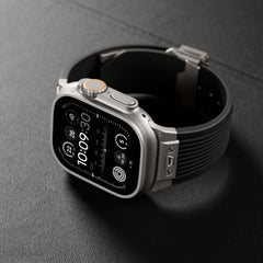 Titanium-colored Metal Connector Silicone Watch Band